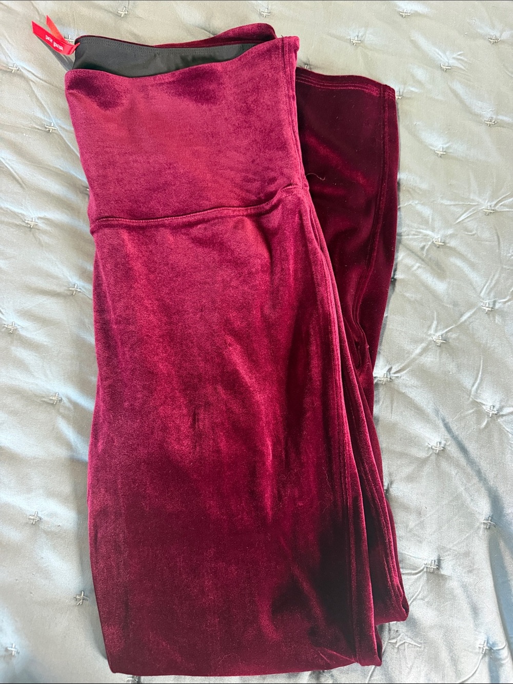 SPANX Burgundy Velvet Leggings